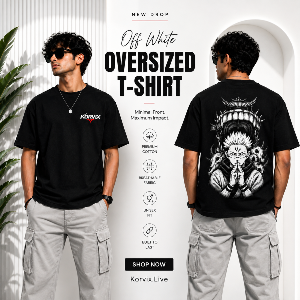 KORVIX Sukuna — Oversized Signature Tee | 240 GSM