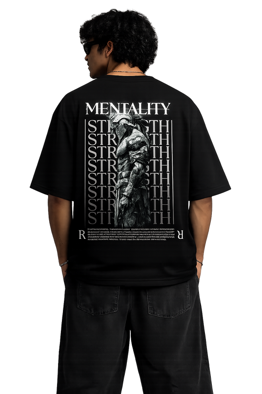 Korvix "Mentality Strength" Oversized Black T-Shirt | Premium Streetwear