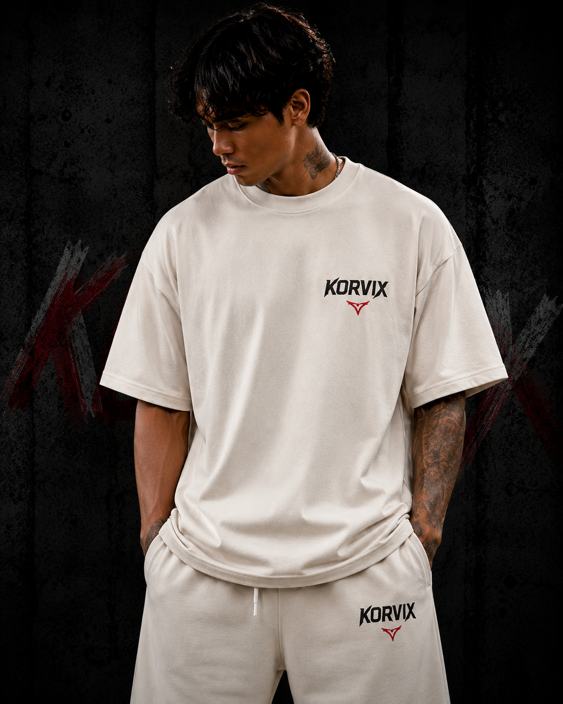 KORVIX Dragon Oversized OFF WHITE T-Shirt | Premium Streetwear Edition