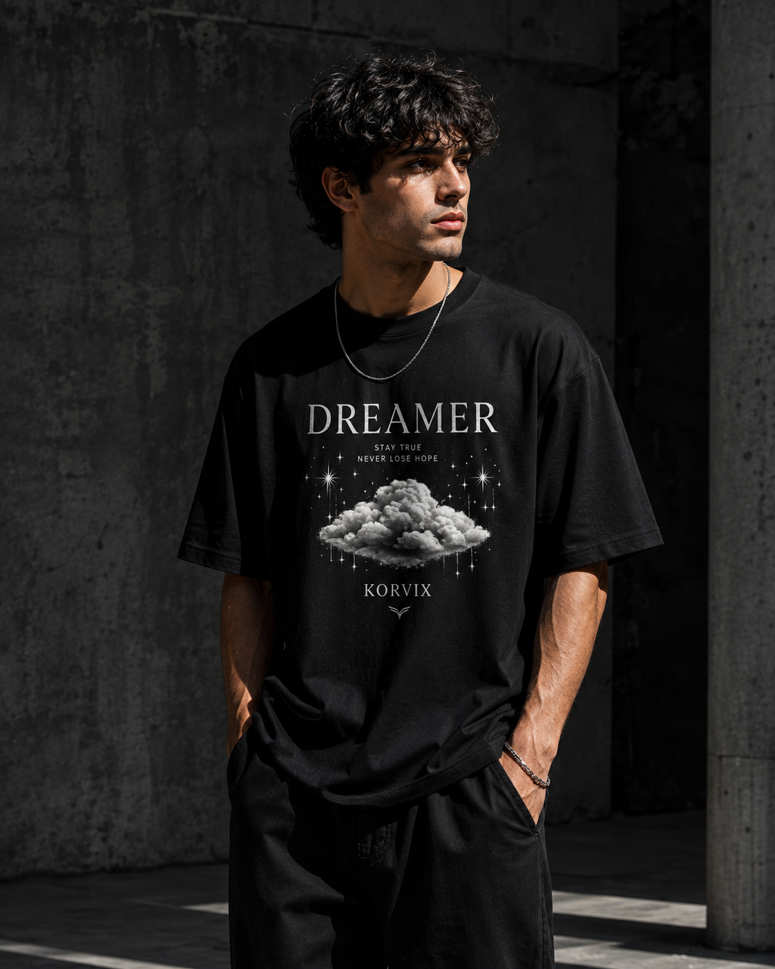 KORVIX Dreamer Oversized Black T-Shirt