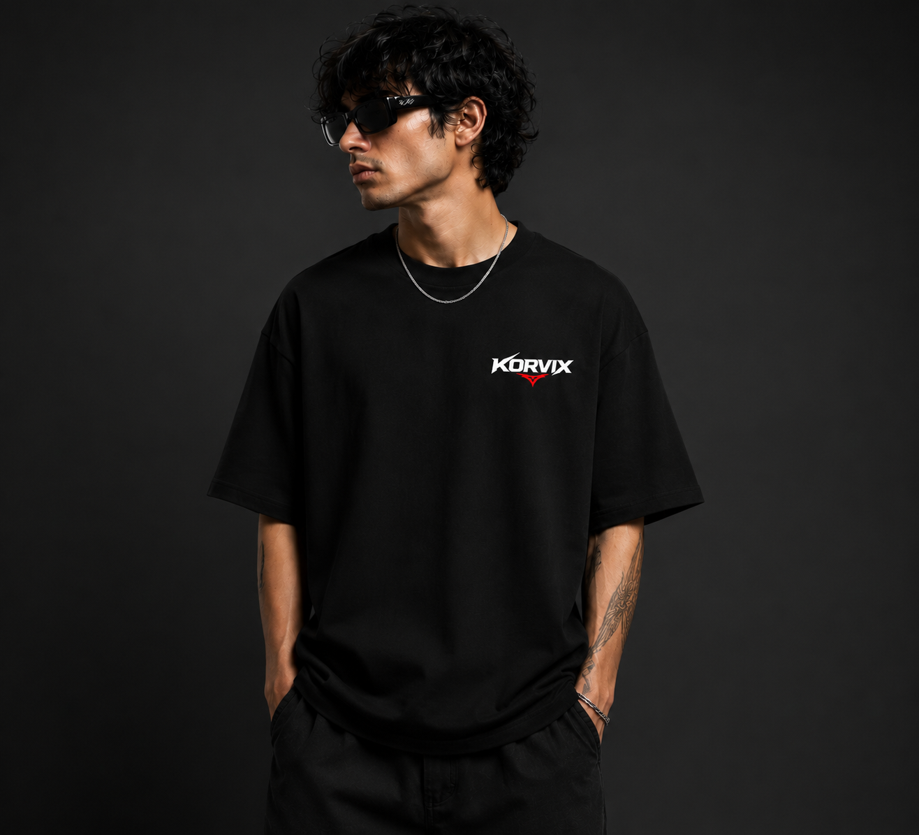 Korvix "Mentality Strength" Oversized Black T-Shirt | Premium Streetwear