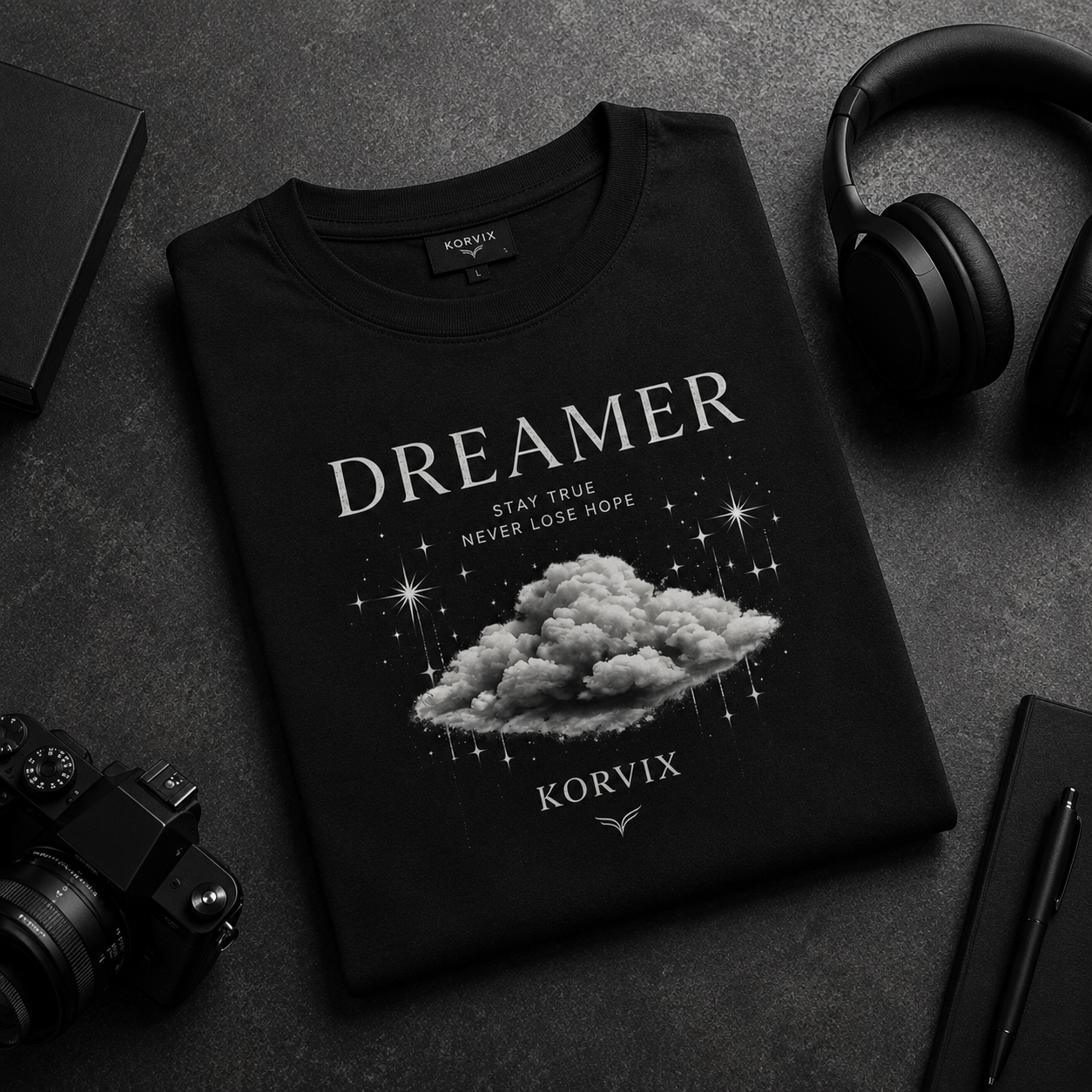 KORVIX Dreamer Oversized Black T-Shirt